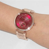 Michael Kors Skylar Maroon Dial Rose Gold Steel Strap Watch for Women - MK6086 Buy Now By Michael Kors