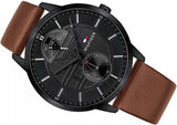 Tommy Hilfiger Hunter Black Dial Brown Leather Strap Watch for Men - 1791604 Buy Now By Tommy Hilfiger