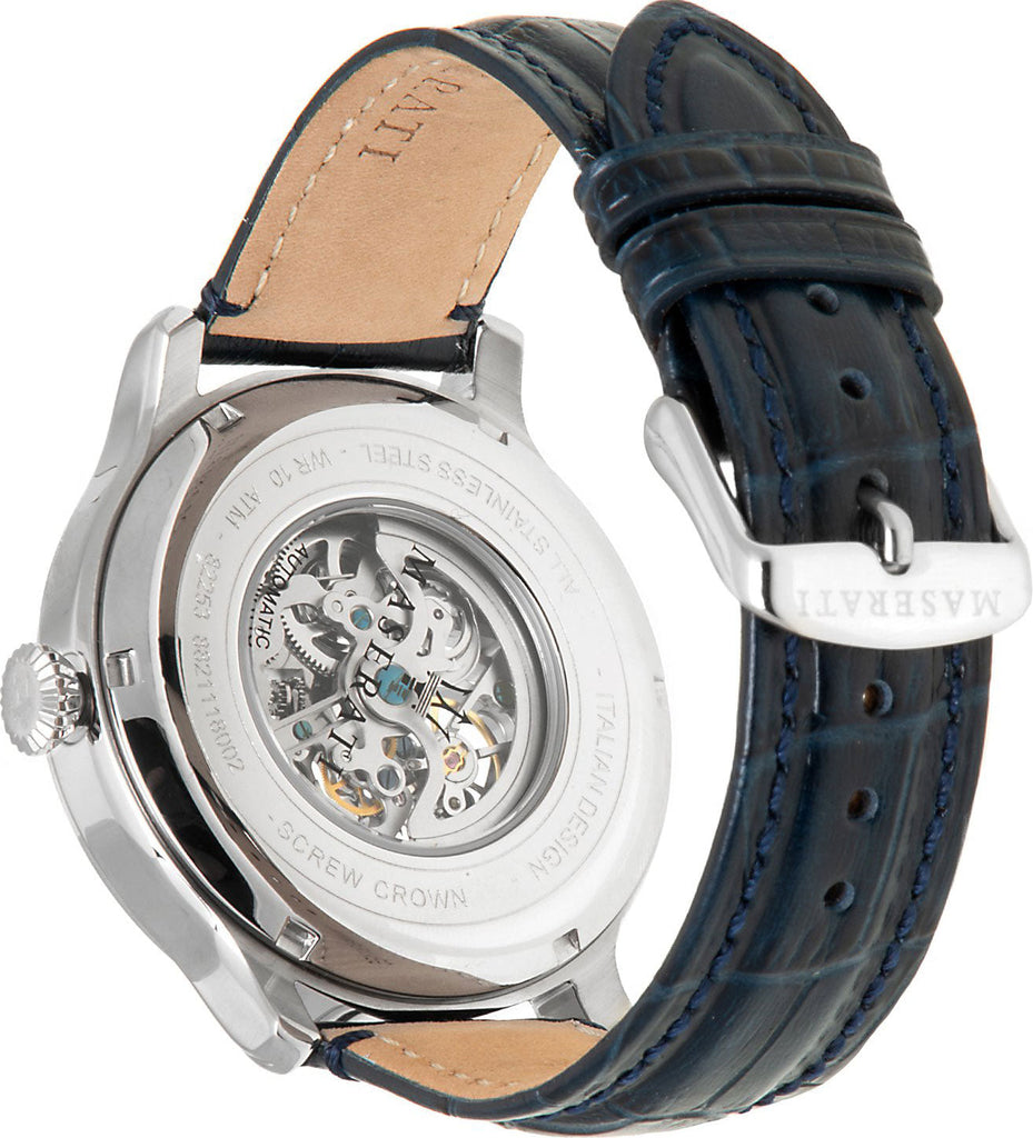 Maserati Epoca Automatic Skeleton Dial Black Leather Strap Watch For Men - R8821118002 Buy Now By Maserati