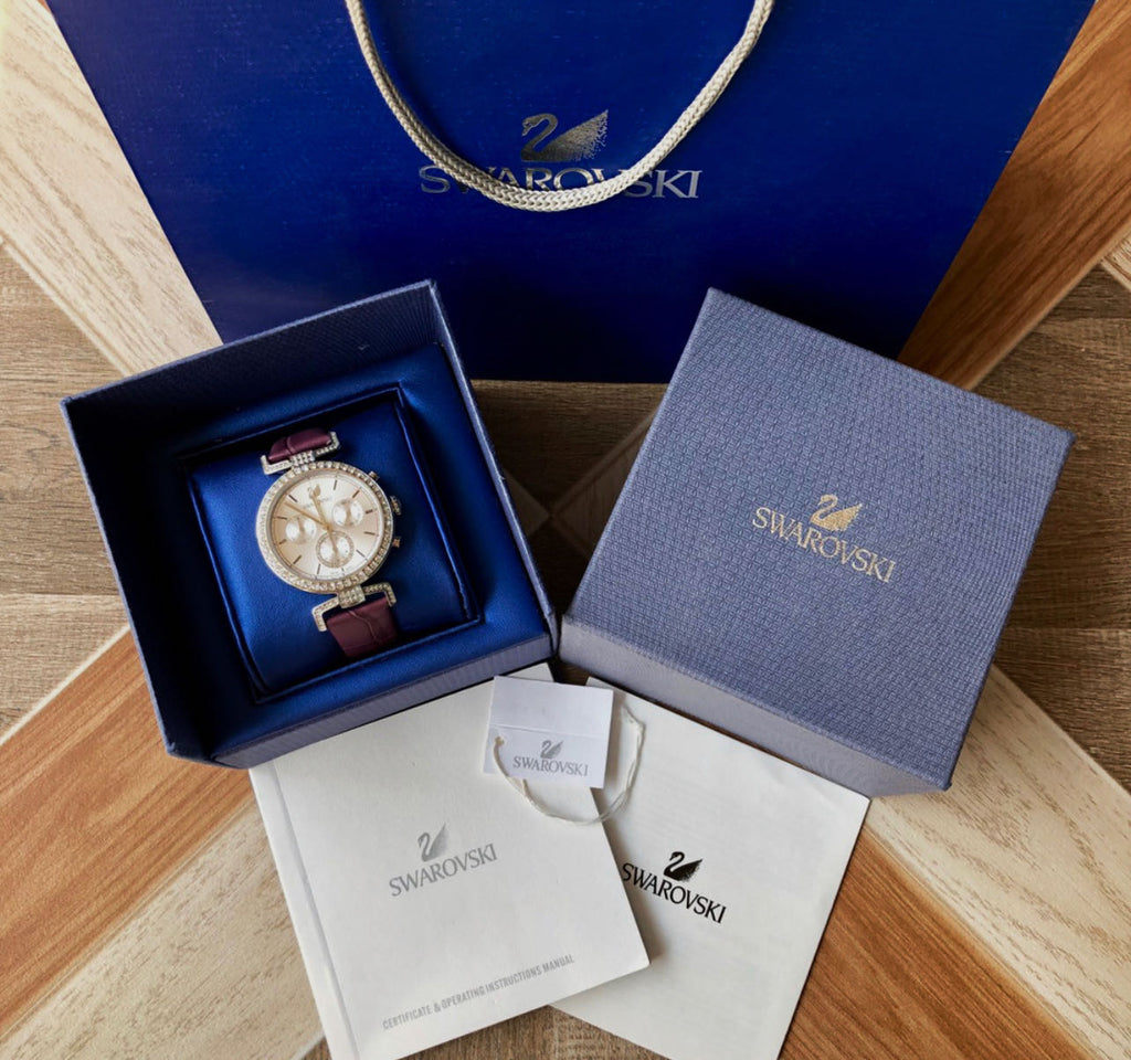 Swarovski Era Journey Chronograph Silver Dial Purple Leather Strap Watch for Women - 5296835 Buy Now By Swarovski
