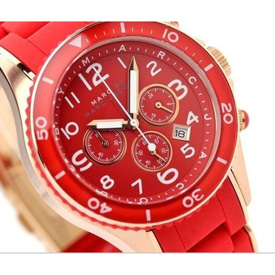 Marc Jacobs Rock Chronograph Red Dial Red Silicone Strap Watch for Women - MBM2577 Buy Now By Marc Jacobs