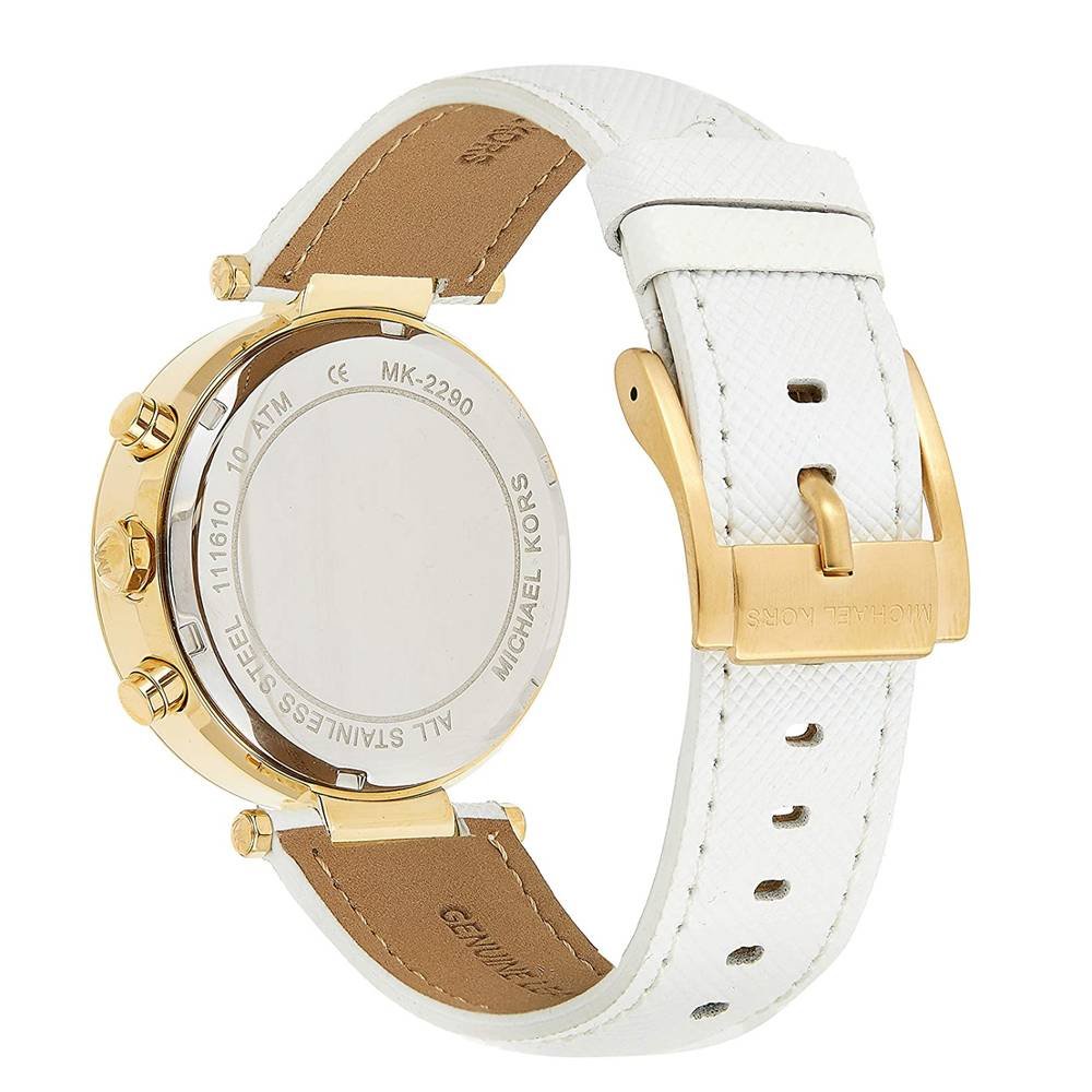 Michael Kors Parker White Dial with Diamonds White Leather Strap Watch for Women - MK2290 Buy Now By Michael Kors