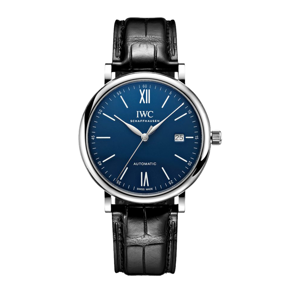 IWC Portofino '150 Years Edition' Automatic Blue Dial Black Leather Strap Watch for Men - IW356518 Buy Now By IWC