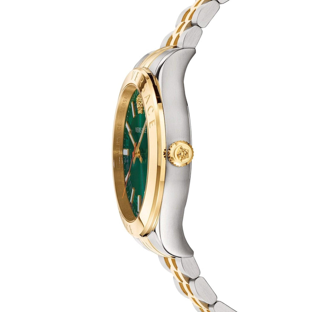 Versace Hellenyium Quartz Green Dial Two Tone Steel Strap Watch For Men - VEVI00620 Buy Now By Versace