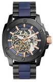 Fossil Modern Machine Automatic Skeleton Blue Dial Two Tone Steel Strap Watch for Men - ME3133 Buy Now By Fossil