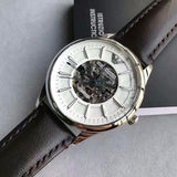 Emporio Armani Meccanico White Dial Brown Leather Strap Watch For Men - AR1946 Buy Now By Emporio Armani