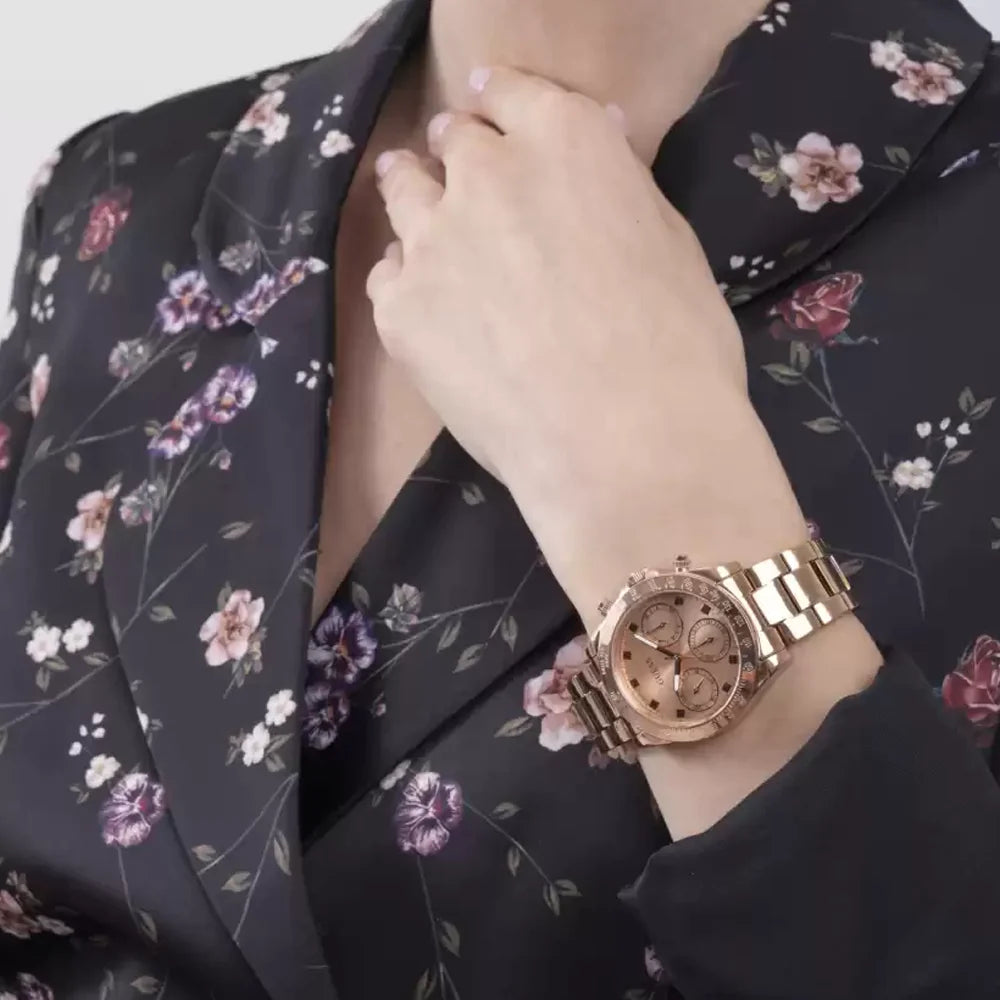 Guess Eclipse Rose Gold Dial Rose Gold Steel Strap Watch for Women - GW0314L3 Buy Now By Guess