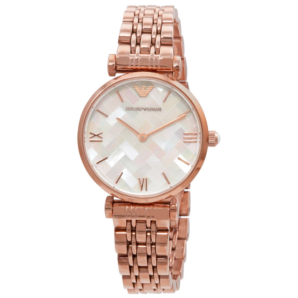 Emporio Armani Mother of Pearl Dial Rose Gold Steel Strap Watch For Women - AR11110 Buy Now By Emporio Armani