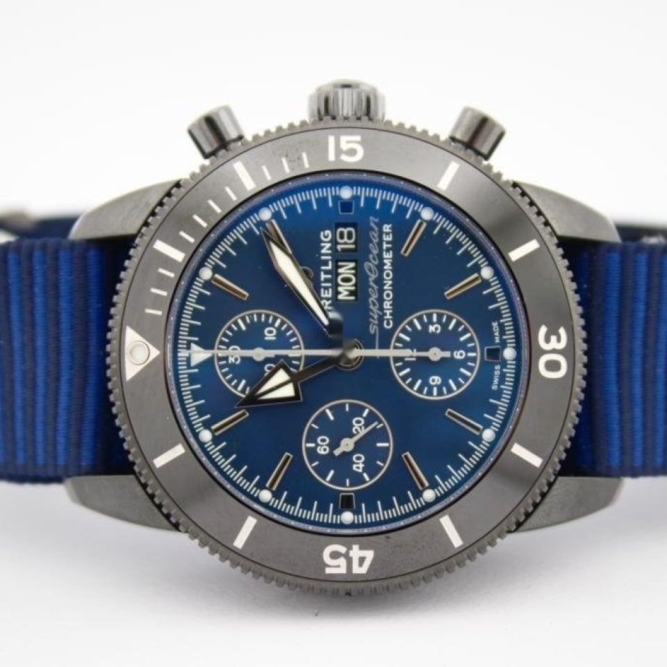Breitling Superocean Heritage Chronograph 44 Outerknown Blue Dial Blue NATO Strap Watch for Men - M133132A1C1W1 Buy Now By Breitling