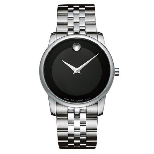 Movado Museum Classic Black Dial Silver Steel Strap Watch For Men - 606504 Buy Now By Movado