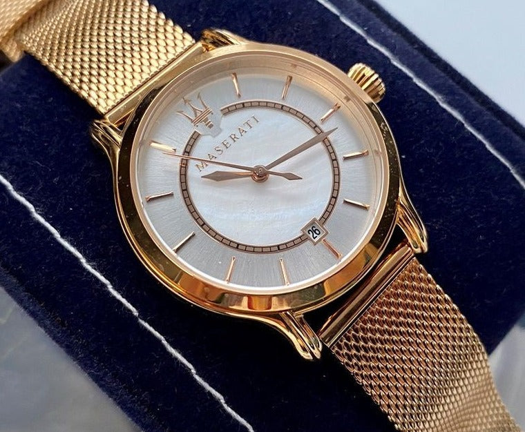 Maserati Epoca Mother of Pearl Dial Rose Gold Mesh Strap Watch For Women - R8853118506 Buy Now By Maserati