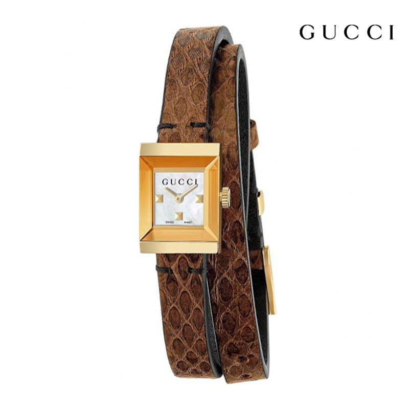Gucci G Frame White Dial Brown Leather Strap Watch For Women - YA128523 Buy Now By Gucci
