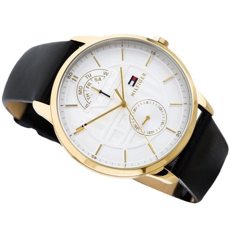 Tommy Hilfiger Hunter White Dial Black Leather Strap Watch for Men - 1791606 Buy Now By Tommy Hilfiger