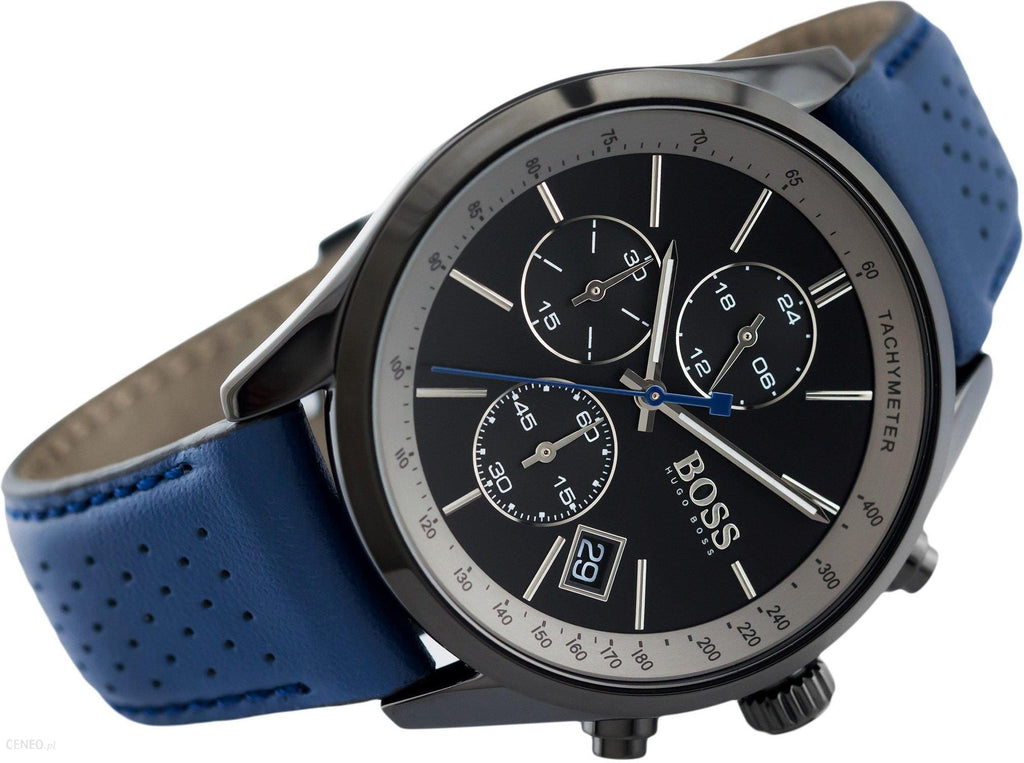 Hugo Boss Grand Prix Chronograph Black Dial Blue Leather Strap Watch for Men - 1513563 Buy Now By Hugo Boss