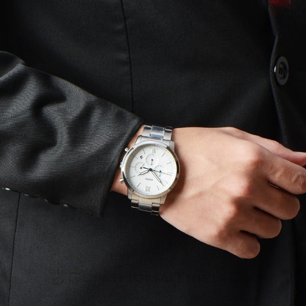 Fossil Neutra Chronograph White Dial Silver Steel Strap Watch for Men - FS5433 Buy Now By Fossil