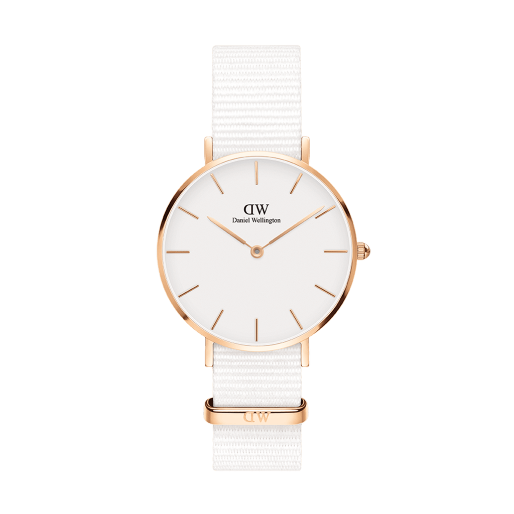 Daniel Wellington Petite Dover Quartz White Dial White NATO Strap Watch For Women - DW001000313 Buy Now By Daniel Wellington