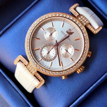 Swarovski Era Journey Silver Dial White Leather Strap Watch for Women - 5295369 Buy Now By Swarovski