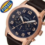 Fossil Pilot 54 Chronograph Blue Dial Brown Leather Strap Watch for Men - FS5204 Buy Now By Fossil
