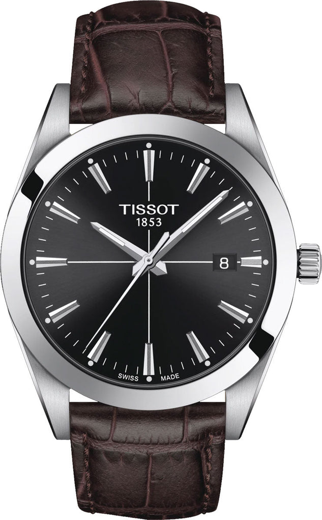 Tissot Gentlemen Black Dial Brown Leather Strap Watch for Men - T127.410.16.051.01 Buy Now By Tissot