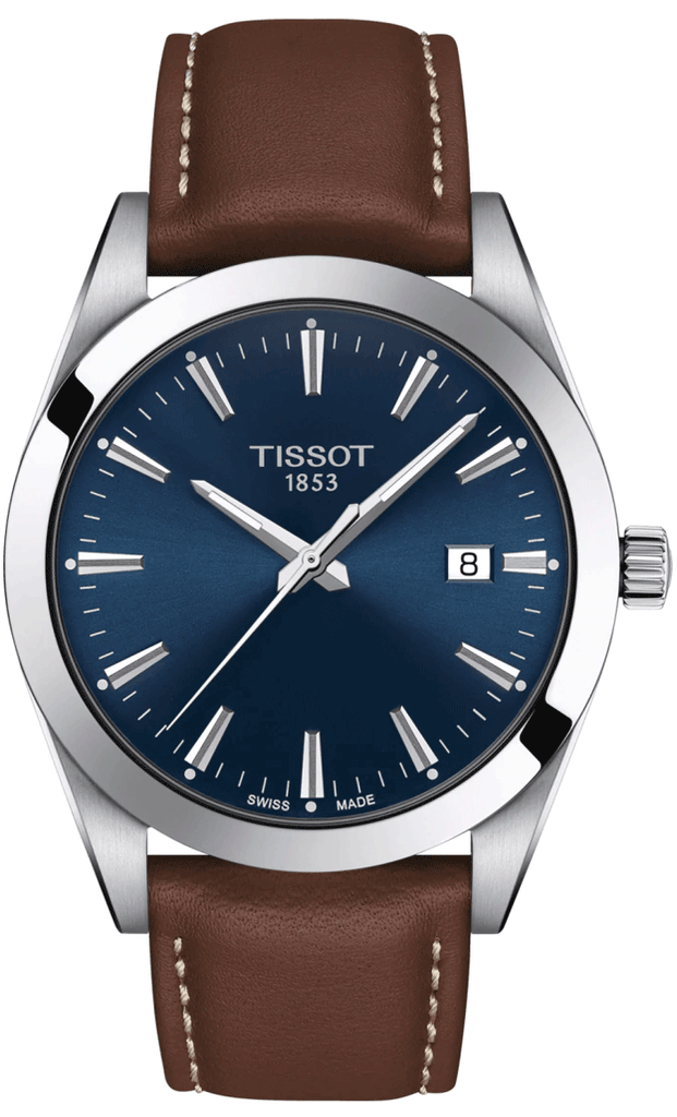 Tissot Gentleman Blue Dial Brown Leather Strap Watch For Men - T127.410.16.041.00 Buy Now By Tissot