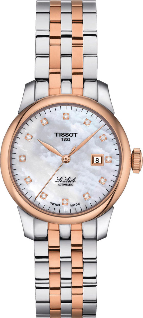 Tissot Le Locle Automatic Diamonds Mother of Pearl White Dial Two Tone Steel Strap Watch For Women - T006.207.22.116.00 Buy Now By Tissot