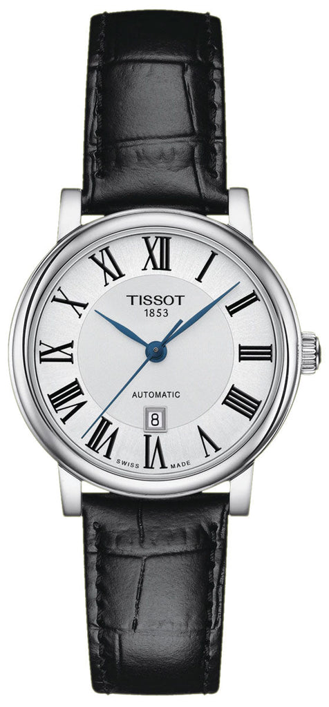Tissot Carson Premium Automatic Lady Silver Dial Black Leather Strap Watch for Women - T122.207.16.033.00 Buy Now By Tissot