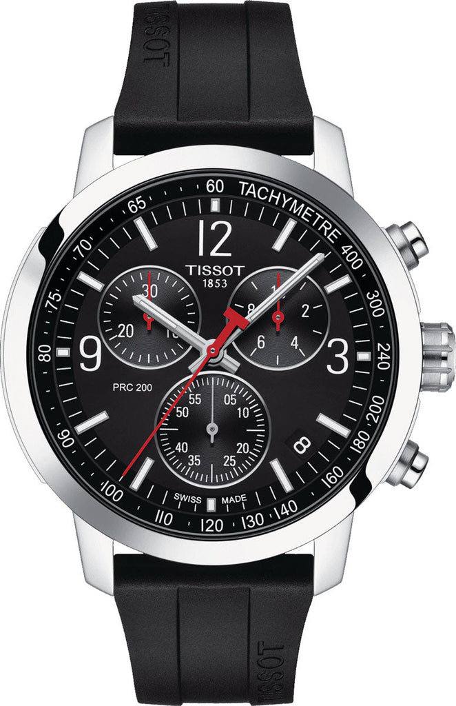Tissot PRC 200 Chronograph Black Dial Black Rubber Strap Watch for Men - T114.417.17.057.00 Buy Now By Tissot