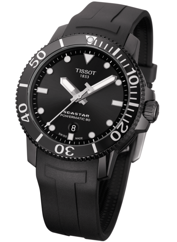 Tissot Seastar 1000 Powermatic 80 Black Dial Black Rubber Strap Watch For Men - T120.407.37.051.00 Buy Now By Tissot