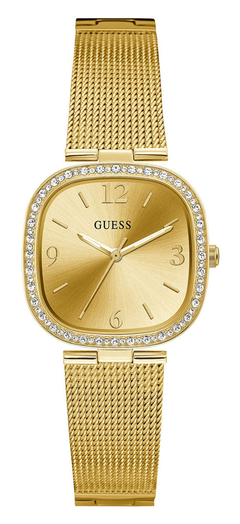 Guess Tapestry Diamonds Gold Dial Gold Mesh Bracelet Watch for Women - GW0354L2 Buy Now By Guess