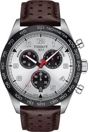 Tissot T Sport PRS 516 Chronograph Silver Dial Brown Leather Strap Watch for Men - T131.617.16.032.00 Buy Now By Tissot