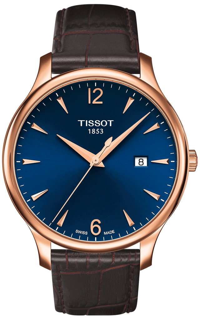 Tissot T Classic Tradition Blue Dial Brown Leather Strap Watch For Men - T063.610.36.047.00 Buy Now By Tissot