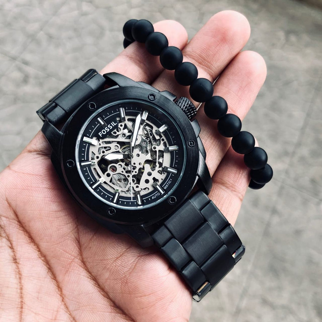 Fossil Bronson Automatic Skeleton Black Dial Black Steel Strap Watch for Men - ME3217 Buy Now By Fossil