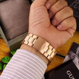 Guess Chaser Chronograph Black Dial Rose Gold Steel Strap Watch for Men - W0170G3 Buy Now By Guess