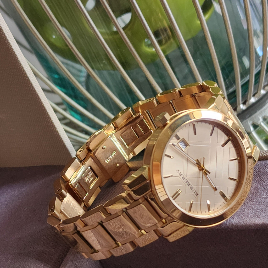Burberry The City Silver Dial Gold Steel Strap Unisex Watch - BU9003 Buy Now By Burberry