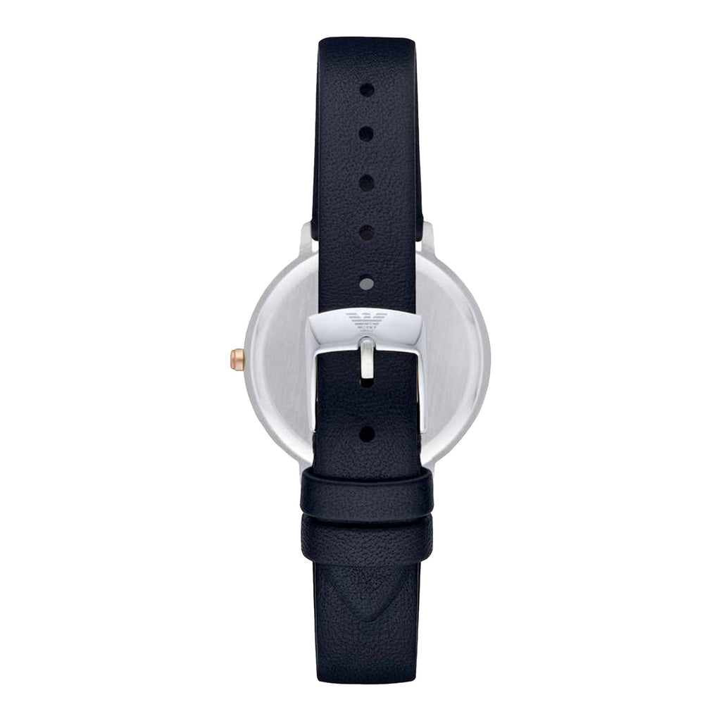 Emporio Armani Kappa White Mother of Pearl Dial Black Leather Strap Watch For Women - AR2509 Buy Now By Emporio Armani