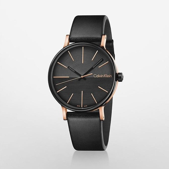 Calvin Klein Boost Black Dial Black Leather Strap Watch for Men - K7Y21TCZ Buy Now By Calvin Klein