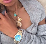 Michael Kors Channing Turquoise Dial Gold Steel Strap Watch For Women - MK5894 Buy Now By Michael Kors