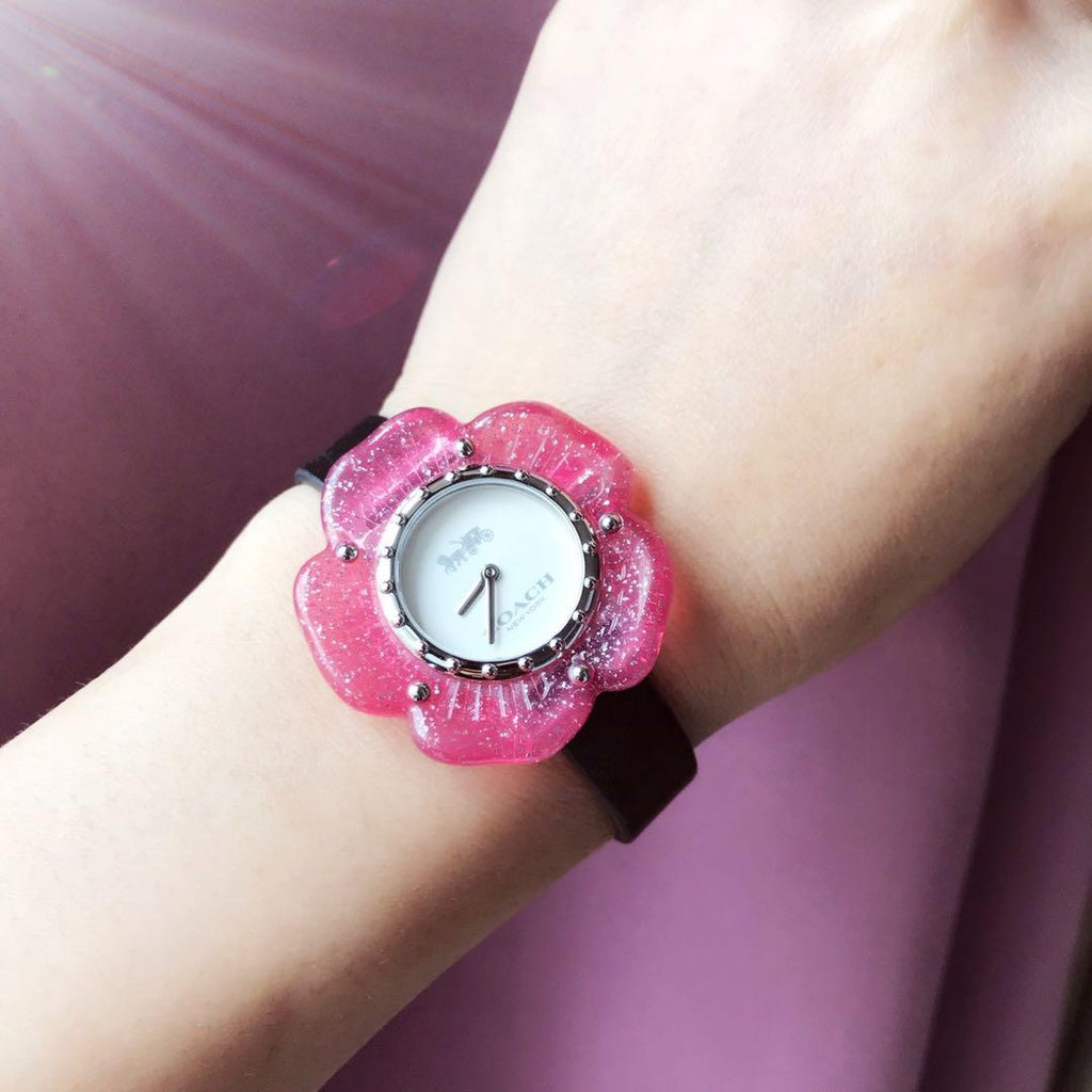 Coach Perry Silver Dial Black Leather Strap Watch for Women - 14503049 Buy Now By Coach