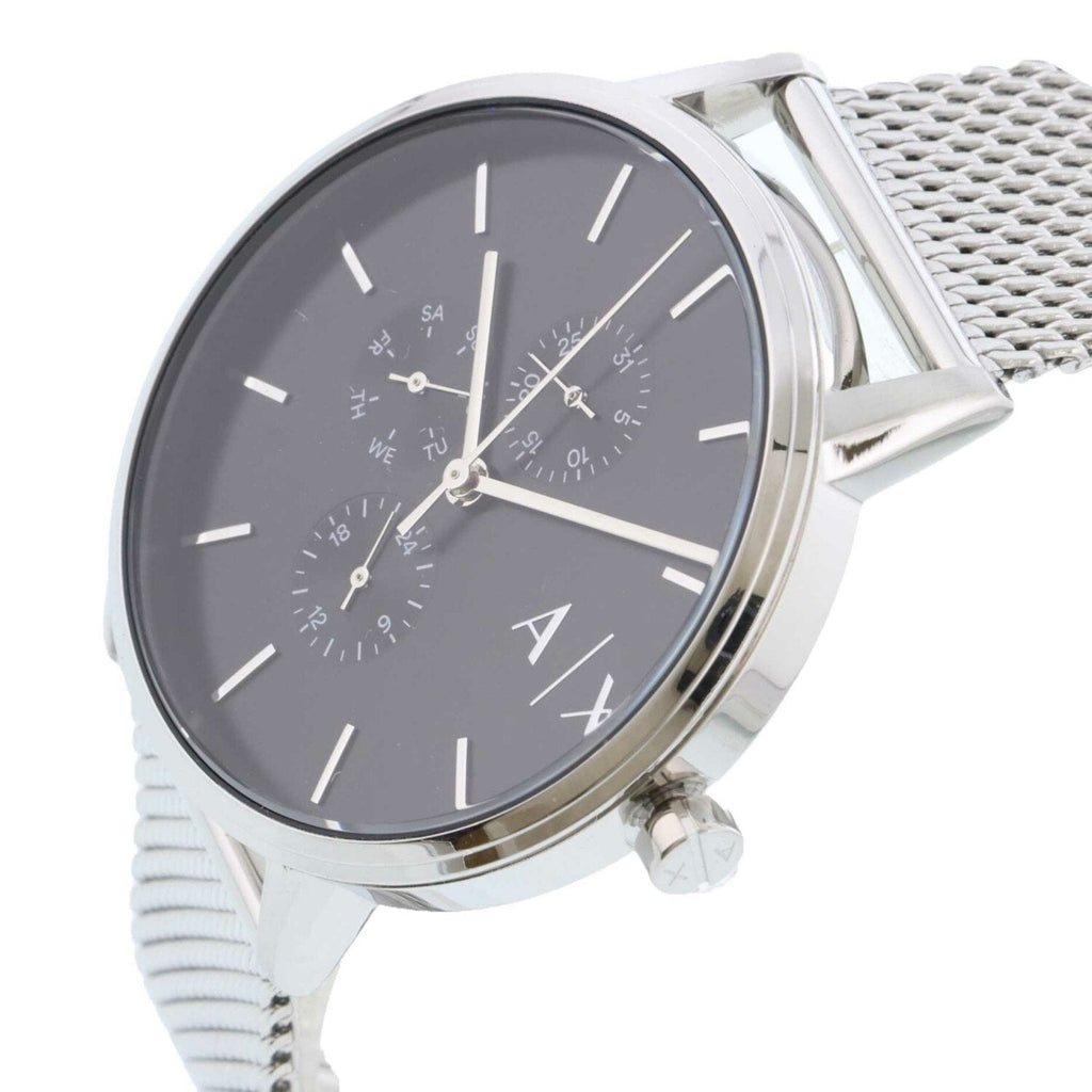 Armani Exchange Cayde Chronograph Black Dial Silver Mesh Strap Watch For Men - AX2714 Buy Now By Armani Exchange
