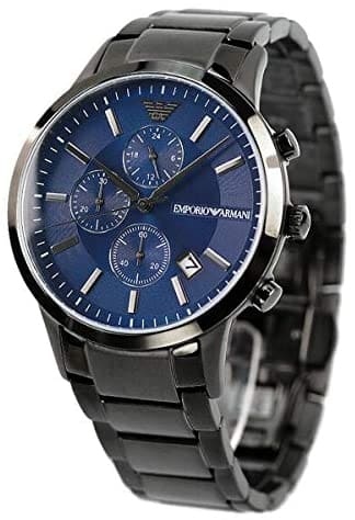 Emporio Armani Renato Chronograph Quartz Blue Dial Black Steel Strap Watch For Men - AR11215 Buy Now By Emporio Armani