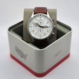Fossil Retro Pilot Chronograph Silver Dial Brown Leather Strap Watch for Men - FS5809 Buy Now By Fossil