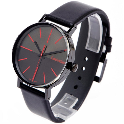 Calvin Klein Boost Black Dial Black Leather Strap Watch for Men - K7Y214CY Buy Now By Calvin Klein