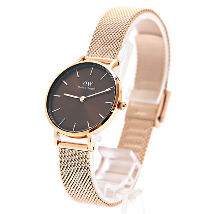Daniel Wellington Petite Amber Brown Dial Gold Mesh Strap Watch For Women - DW00100476 Buy Now By Daniel Wellington