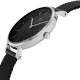 Daniel Wellington Petite Ashfield Black Dial Black Mesh Strap Watch For Women - DW00100246 Buy Now By Daniel Wellington