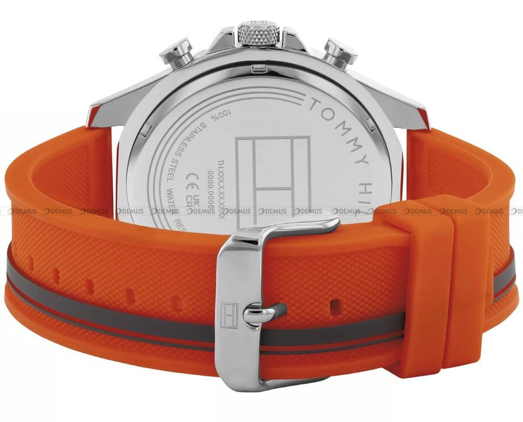Tommy Hilfiger Clark Chronograph Grey Dial Orange Rubber Strap Watch For Men - 1792084 Buy Now By Tommy Hilfiger