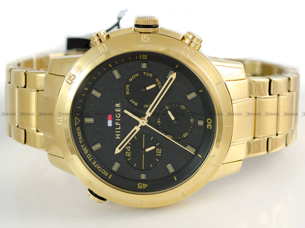 Tommy Hilfiger Troy Chronograph Black Dial Gold Steel Strap Watch For Men - 1792109 Buy Now By Tommy Hilfiger