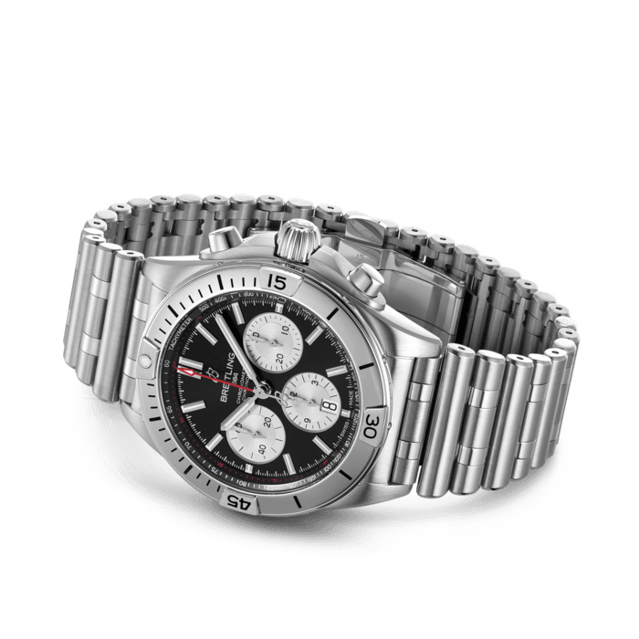 Breitling Chronomat B01 42mm Black Dial Silver Steel Strap Watch for Men - AB0134101B1A1 Buy Now By Breitling