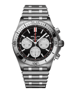 Breitling Chronomat B01 42mm Black Dial Silver Steel Strap Watch for Men - AB0134101B1A1 Buy Now By Breitling
