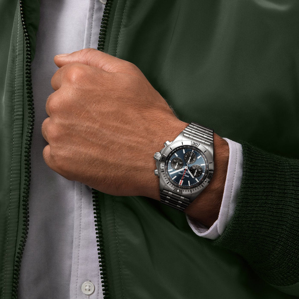 Breitling Chronomat B01 42mm Blue Dial Silver Steel Strap Watch for Men - AB0134101C1A1 Buy Now By Breitling