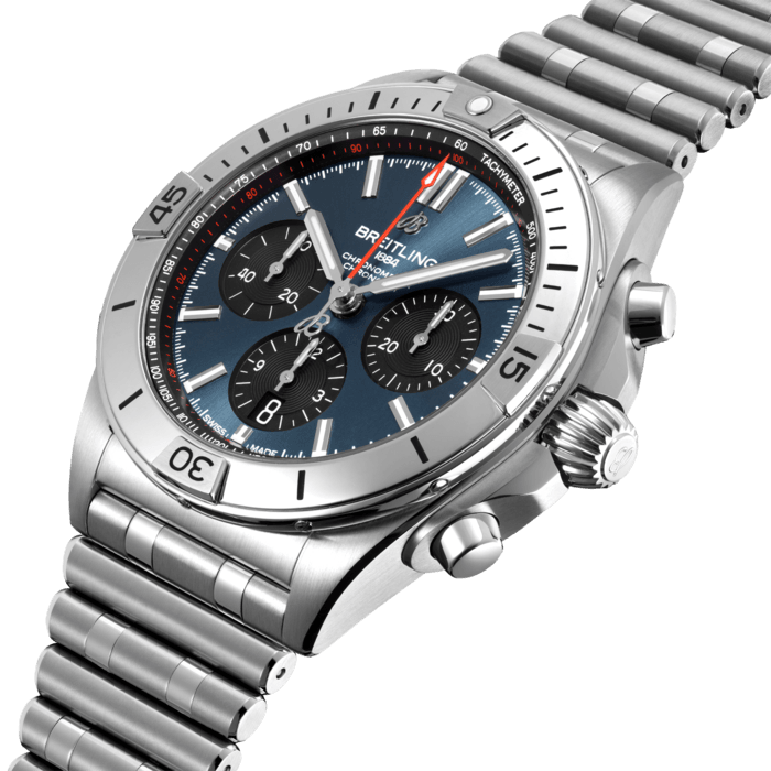 Breitling Chronomat B01 42mm Blue Dial Silver Steel Strap Watch for Men - AB0134101C1A1 Buy Now By Breitling